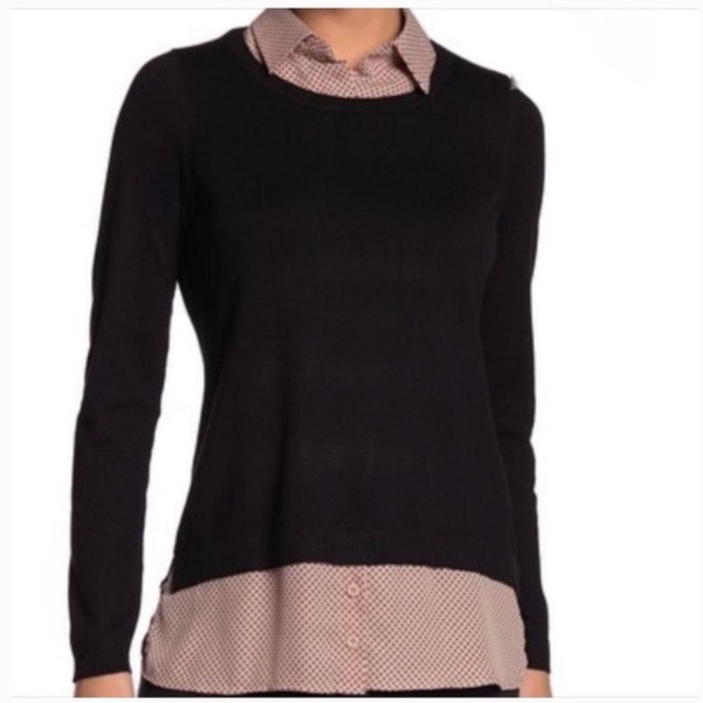 Adrianna Papell Black V-Neck Sweater